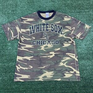 VTG True Fan Chicago White Sox T-Shirt XL Camouflage Woodland Faded MLB Y2K